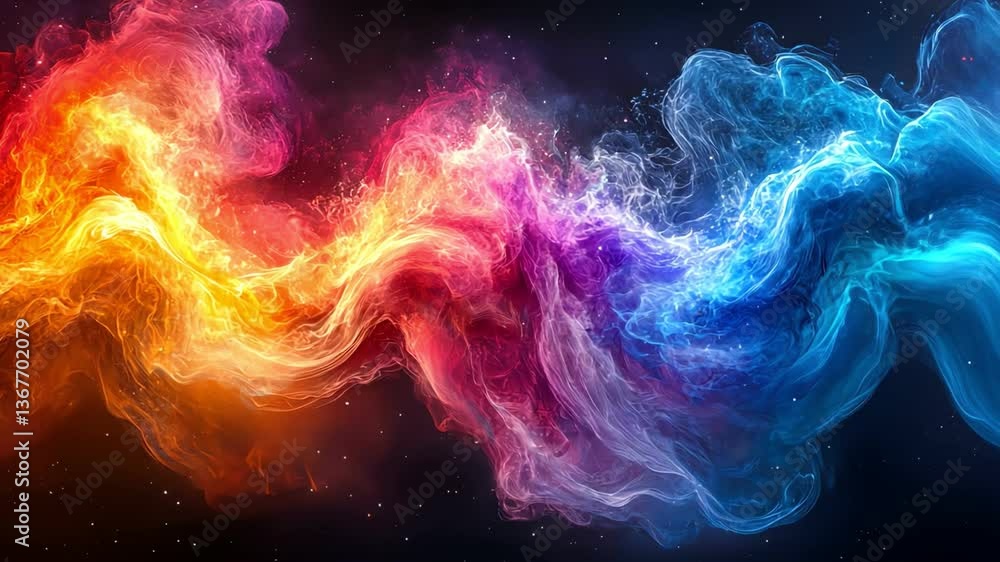 Poster vibrant abstract swirl of colors blend seamlessly, creating mesmerizing visual effect that evokes en