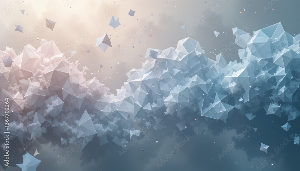 Poster dynamic geometric shapes in soft pastel colors abstract digital art visual design modern aesthetic c
