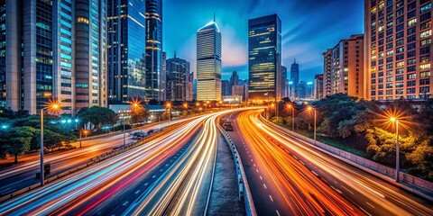 Fototapeta premium Long Exposure City Lights Streaks - Night Urban Scene Photography
