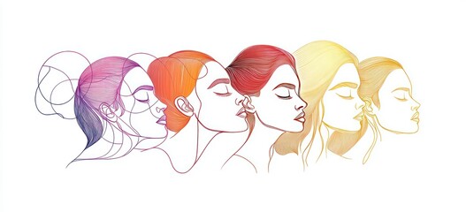 Colorful Women's Portraits in Profile View