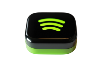 A Sleek, Green And Black Device Promising Seamless Connectivity And Effortless Communication With A Vibrant Glowing Wifi Symbol Isolated on Transparent Background