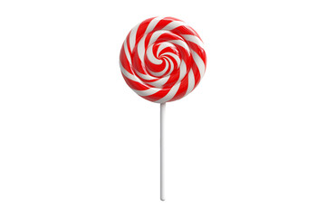Red and white lollipop Isolated on White and Transparent Background PNG Image.