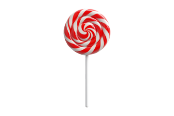 Red and white lollipop Isolated on White and Transparent Background PNG Image.
