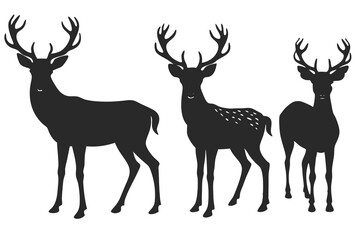 set of Deer silhouette vector illustration