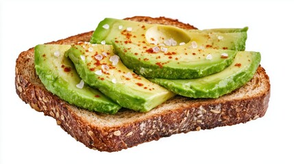 Creamy Avocado Toast on Crusty Bread with Chili Flakes and Sea Salt