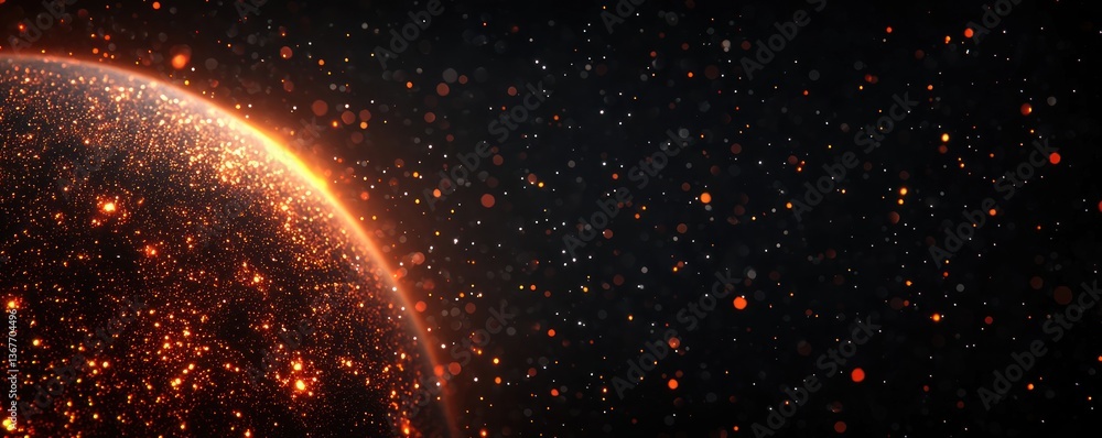 Aufkleber cosmic glow with stars and particles in dark space background