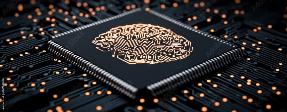 Poster Artistic Representation of a Microchip with Brain Circuit Design