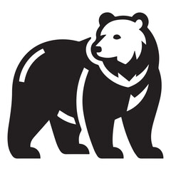 Fototapeta premium Bear silhouette black and white vector icon