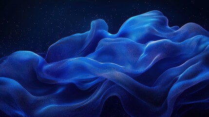 "An Abstract Blue Wavy Particle Design on a Dark Background, Representing Fluid Motion and Digital Innovation"

