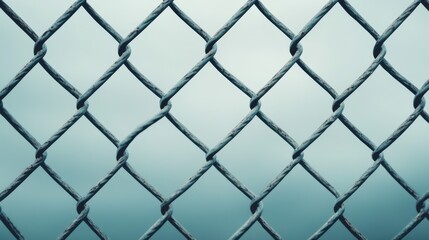 Fototapeta premium Trade barriers or tariffs. The increase of import taxes. A chainlink fence in sharp focus.