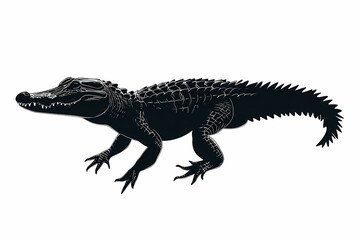 Naklejka premium Crocodile silhouette on white background, vector design