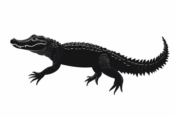 Crocodile silhouette on white background, vector design