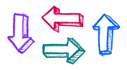 3D Arrows Crayon Chalk Drawing PNG Transparent