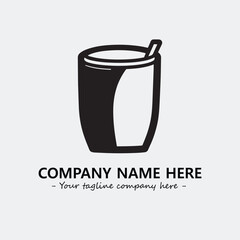 Cup illustration black and white for logo company vector image
