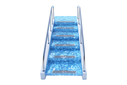 Swimming Pool Ladders Isolated on White and Transparent Background PNG Image.