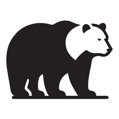 Fototapeta premium Bear silhouette black and white vector icon