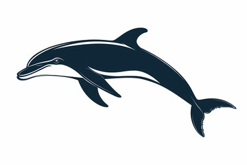 Obraz premium Dolphin silhouette on white background with vector design