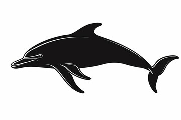 Fototapeta premium Dolphin silhouette on white background with vector design