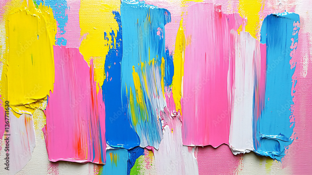 Poster an artistic painting adorned with bright paint on its surface creating a colorful and expressive art