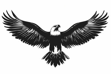 Fototapeta premium Eagle silhouette on white background, vector design