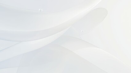 Abstract white background with smooth curves and floating spheres. Minimal.