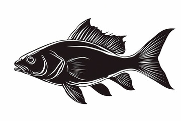 Fototapeta premium Fish silhouette on white background with vector design