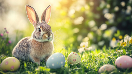 easter bunny with easter eggs