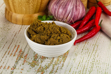Yellow Thai spicy curry paste