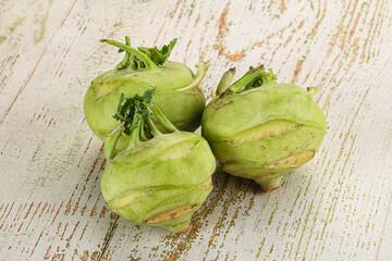 Raw fresh organic kohlrabi cabbage