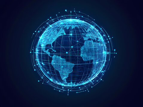 Globe with digital grid and vector logo design