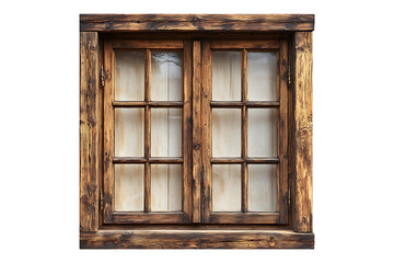 wooden window frame Isolated on White and Transparent Background PNG Image.