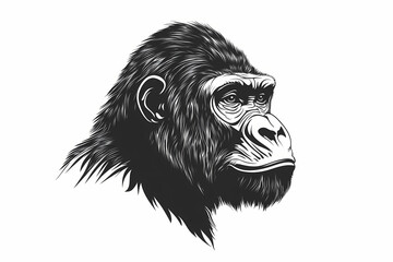 Fototapeta premium Gorilla silhouette on white background with vector design