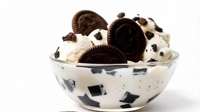 Cookies and cream ice cream isolated on a white background