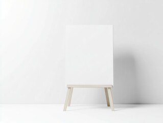 Blank Canvas on Easel in Bright White Room for Art Display