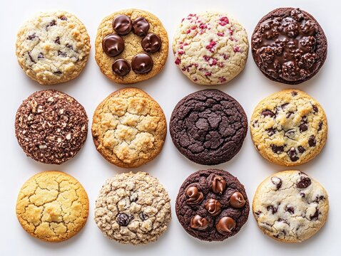 Various crumbl cookies topped with various glazes, homemade butter cookies 