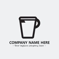 Cup illustration black and white for logo company vector image
