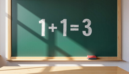 Mathematical Error Displayed on Classroom Chalkboard  