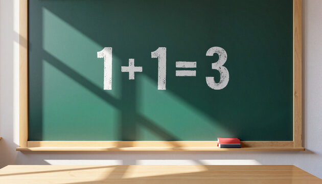 Mathematical Error Displayed on Classroom Chalkboard  