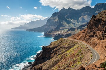 Fototapeta premium Scenic coastal road, Canary Islands