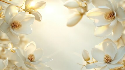 Obraz premium A serene arrangement of white magnolia flowers against a soft background.