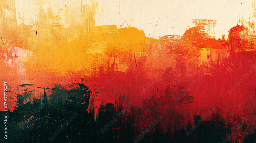 Aufkleber striking red and yellow painting with dynamic brushwork showcasing a vibrant color palette capturing