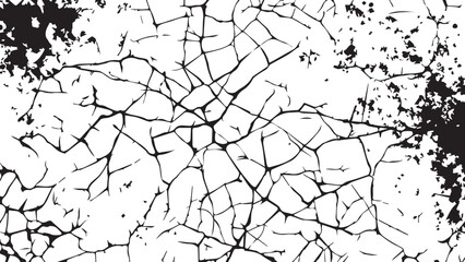 Cracked texture. Cracks texture for design. Abstract black cracks on white background. Structure of cracking.