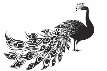 Fototapeta premium Peacock silhouette on white background vector design