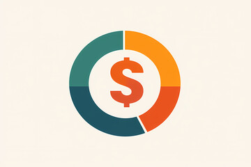 Pie chart with dollar sign analytics and vector logo design