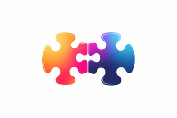 Fototapeta premium Puzzle pieces fitting together collaboration vector logo design