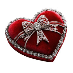 Elegant Heart-Shaped Jewelry Box with a Silver Bow