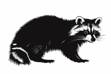Fototapeta premium Raccoon silhouette on white background vector design