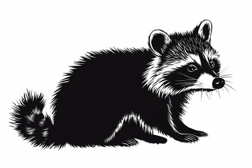 Obraz premium Raccoon silhouette on white background vector design