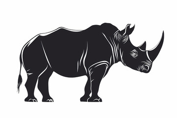 Obraz premium Rhino silhouette on white background vector design