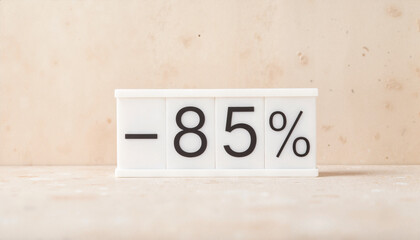 Discount Sale -85% on White Background  